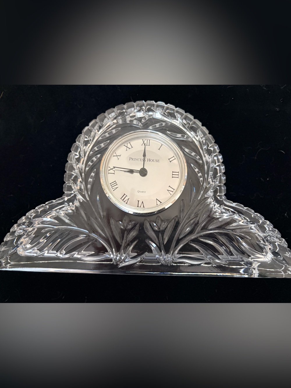 Princess House Crystal Faceted Mantel Clock - Clear